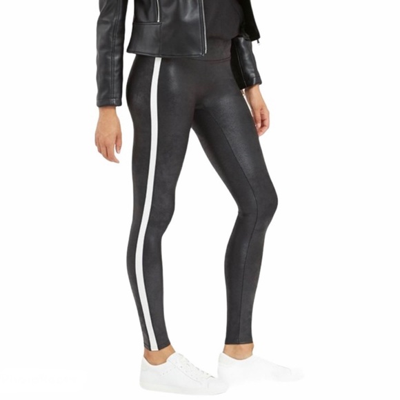SPANX Pants - SPANX Faux Leather Side Stripe Leggings 2X Black